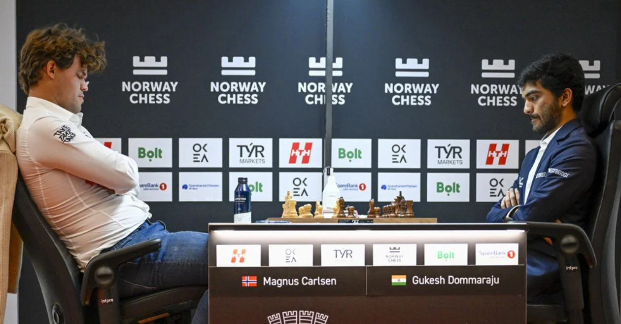 Magnus Carlsen and Gukesh Dommaraju
