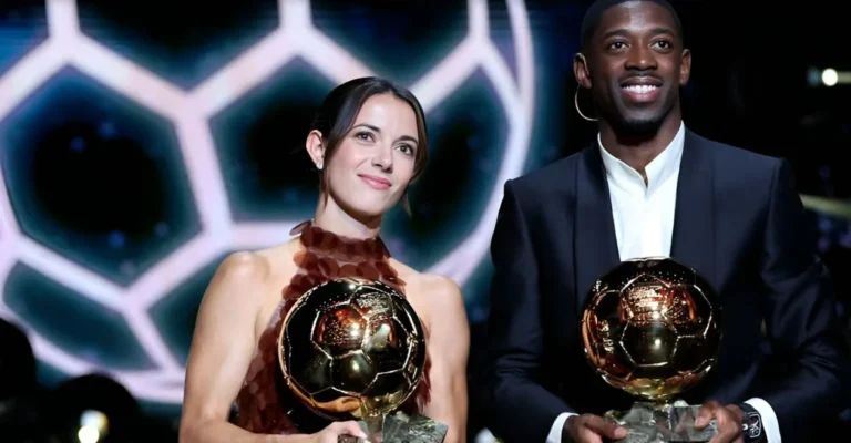 Ousmane Dembele and Aitana Bonmatí at Ballon d’Or Football